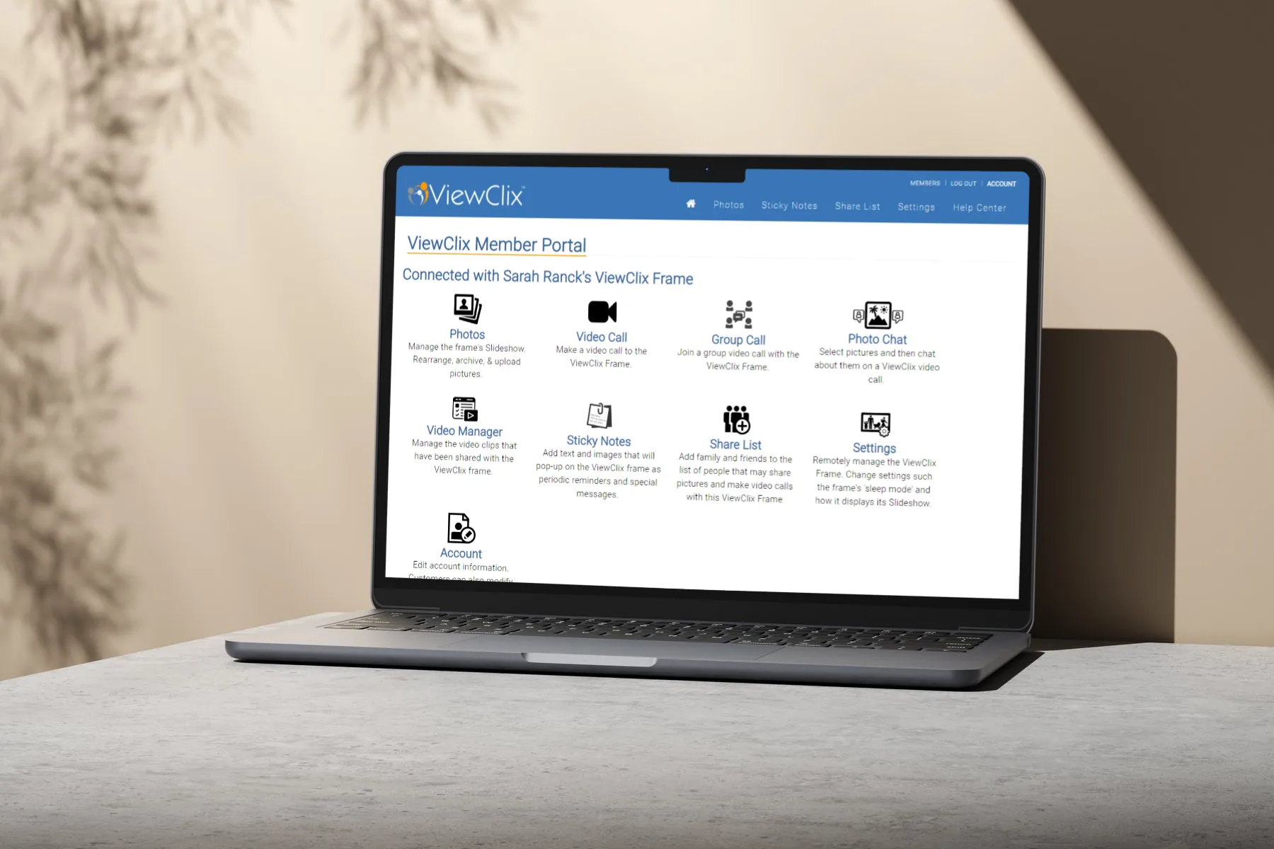 ViewClix member portal remote management dashboard on a laptop